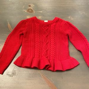 Gap red cable knit ruffle sweater for toddler girl 4T